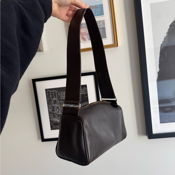 Chocolate brown leather shoulder bag saks fifth avenue - Picture 9 of 11